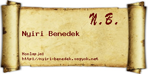 Nyiri Benedek névjegykártya